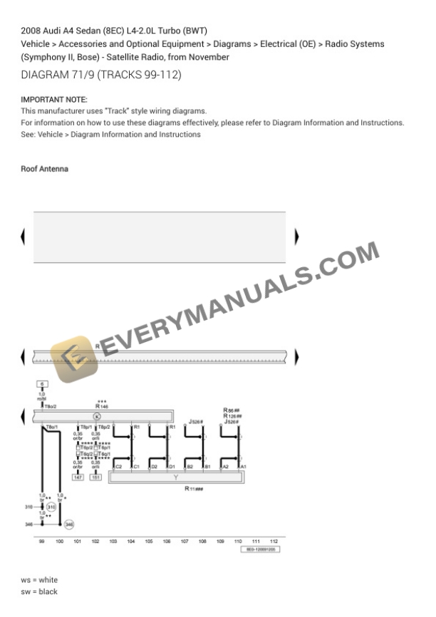 Audi A4 Sedan (8EC) 2008 Electrical Diagrams L4-2.0L Turbo (BWT) 7 Audi A4 Sedan (8EC) 2008 Electrical Diagrams L4-2.0L Turbo (BWT) - Image 5