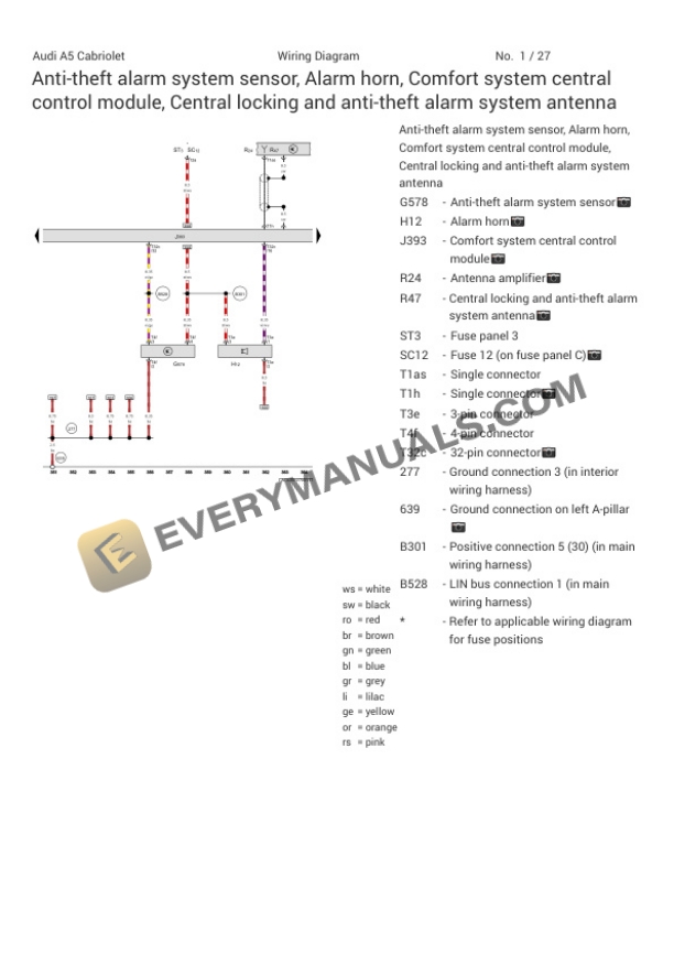 Audi A5 Cabriolet (8F7) 2011 Electrical Diagrams L4-2.0L Turbo (CAEB) 5 Audi A5 Cabriolet (8F7) 2011 Electrical Diagrams L4-2.0L Turbo (CAEB) - Image 3