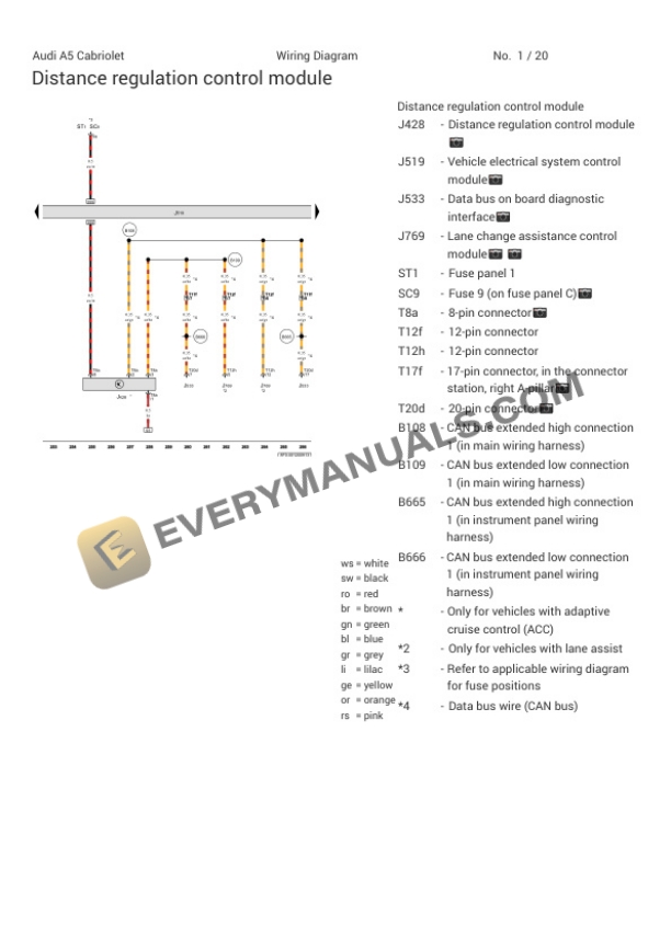 Audi A5 Cabriolet (8F7) 2012 Electrical Diagrams L4-2.0L Turbo (CAEB) 7 Audi A5 Cabriolet (8F7) 2012 Electrical Diagrams L4-2.0L Turbo (CAEB) - Image 5