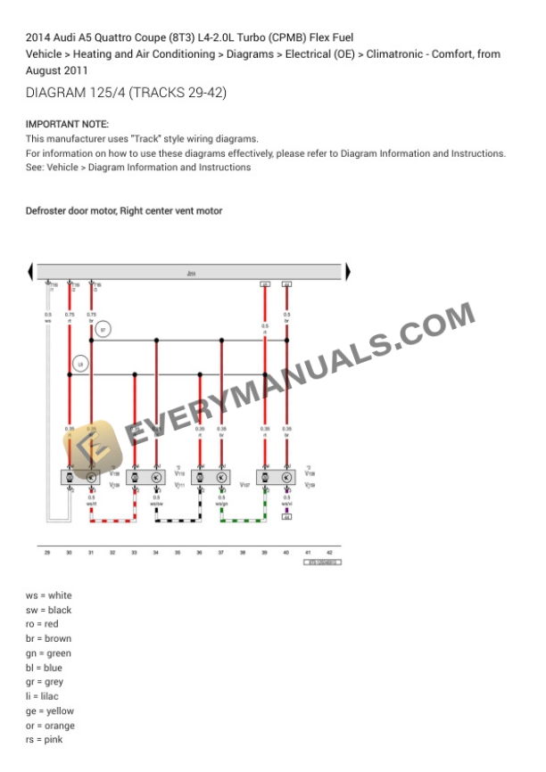 Audi A5 Quattro Coupe (8T3) 2014 Electrical Diagrams L4-2.0L Turbo (CPMB) Flex Fuel 4 Audi A5 Quattro Coupe (8T3) 2014 Electrical Diagrams L4-2.0L Turbo (CPMB) Flex Fuel - Image 2