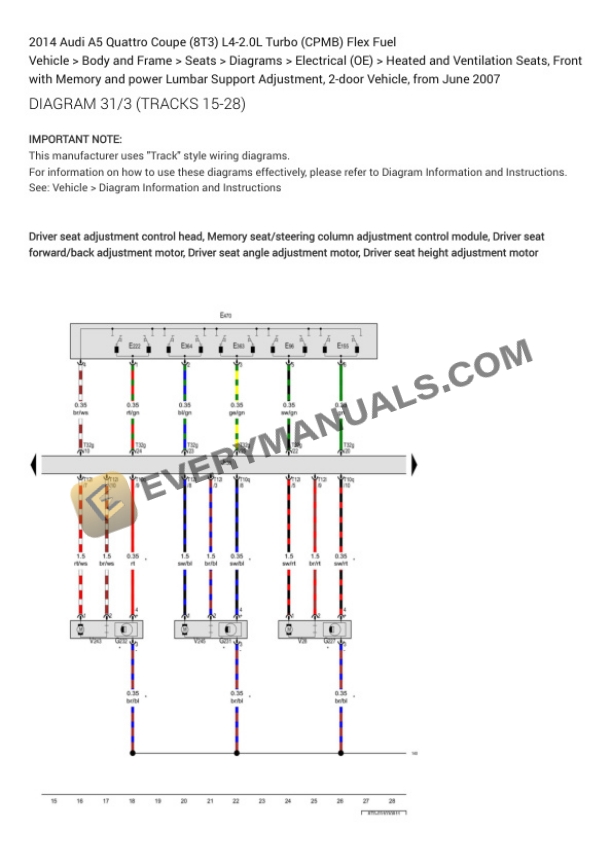 Audi A5 Quattro Coupe (8T3) 2014 Electrical Diagrams L4-2.0L Turbo (CPMB) Flex Fuel 6 Audi A5 Quattro Coupe (8T3) 2014 Electrical Diagrams L4-2.0L Turbo (CPMB) Flex Fuel - Image 4