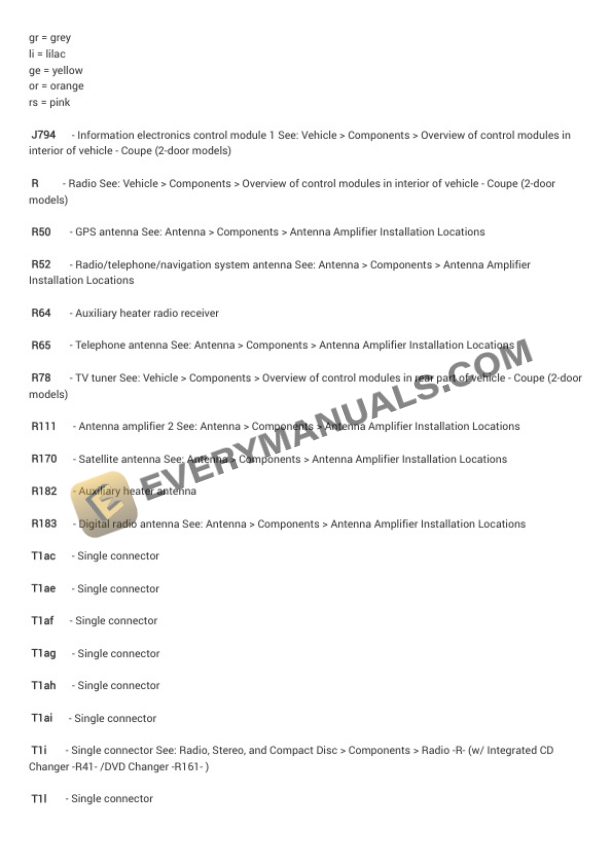 Audi A5 Quattro Coupe (8T3) 2015 Electrical Diagrams L4-2.0L Turbo (CPMB) Flex Fuel 6 Audi A5 Quattro Coupe (8T3) 2015 Electrical Diagrams L4-2.0L Turbo (CPMB) Flex Fuel - Image 4