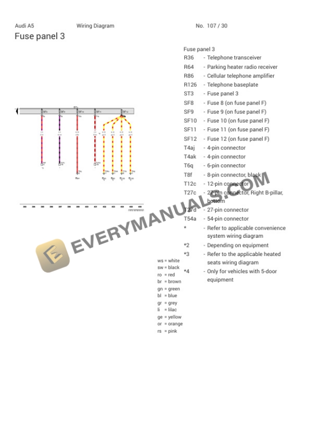 Audi A5 Quattro Coupe (8T3) 2016 Electrical Diagrams L4-2.0L Turbo (CAED) 5 Audi A5 Quattro Coupe (8T3) 2016 Electrical Diagrams L4-2.0L Turbo (CAED) - Image 3