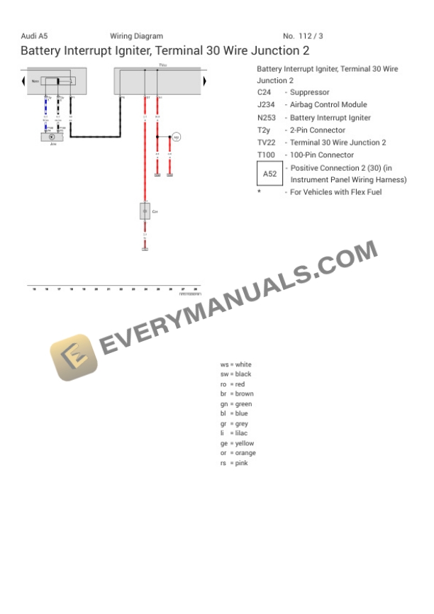 Audi A5 Quattro Coupe (8T3) 2016 Electrical Diagrams L4-2.0L Turbo (CPMB) Flex Fuel 7 Audi A5 Quattro Coupe (8T3) 2016 Electrical Diagrams L4-2.0L Turbo (CPMB) Flex Fuel - Image 5