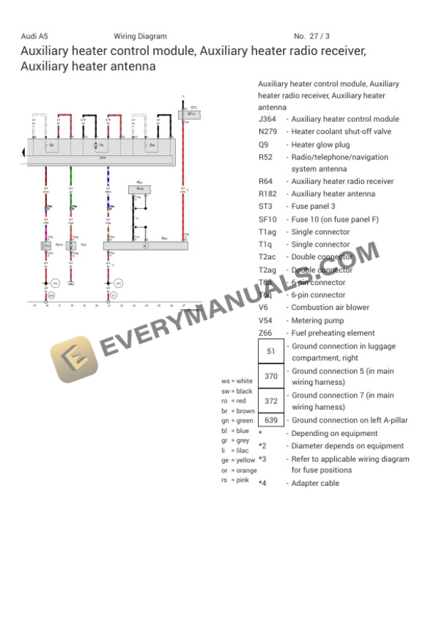 Audi A5 Quattro Coupe (8T3) 2017 Electrical Diagrams L4-2.0L Turbo (CAED) 5 Audi A5 Quattro Coupe (8T3) 2017 Electrical Diagrams L4-2.0L Turbo (CAED) - Image 3