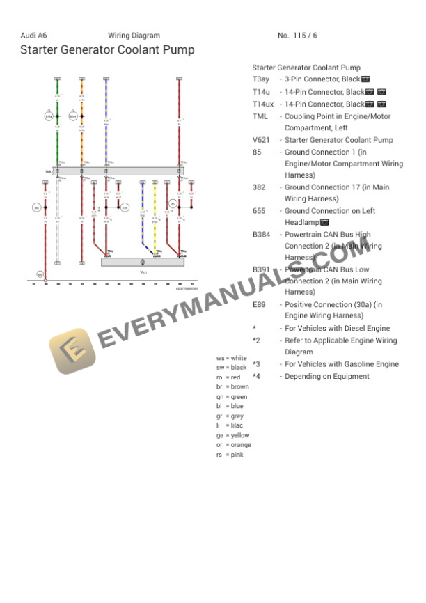 Audi A6 Quattro Sedan 45 (4A2) 2021 Electrical Diagrams L4-2.0L Turbo (DLHB) MHEV 4 Audi A6 Quattro Sedan 45 (4A2) 2021 Electrical Diagrams L4-2.0L Turbo (DLHB) MHEV - Image 2