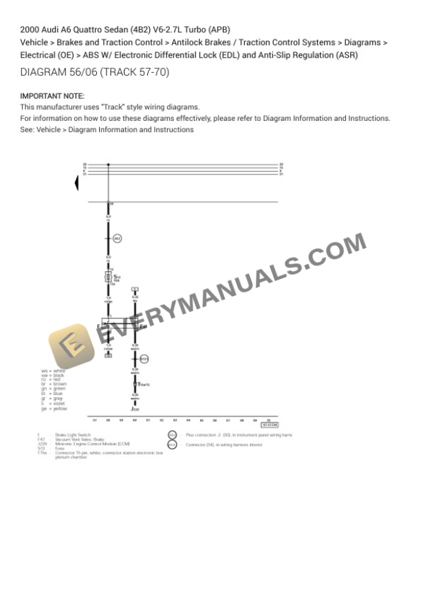 Audi A6 Quattro Sedan (4B2) 2000 Electrical Diagrams V6-2.7L Turbo (APB) 4 Audi A6 Quattro Sedan (4B2) 2000 Electrical Diagrams V6-2.7L Turbo (APB) - Image 2