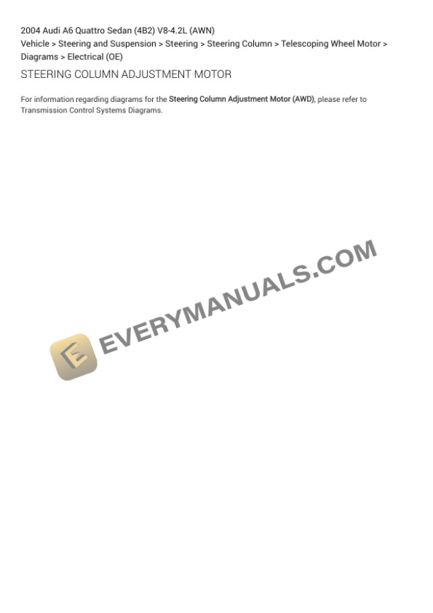 Audi A6 Quattro Sedan (4B2) 2004 Electrical Diagrams V8-4.2L (AWN) 7 Audi A6 Quattro Sedan (4B2) 2004 Electrical Diagrams V8-4.2L (AWN) - Image 5