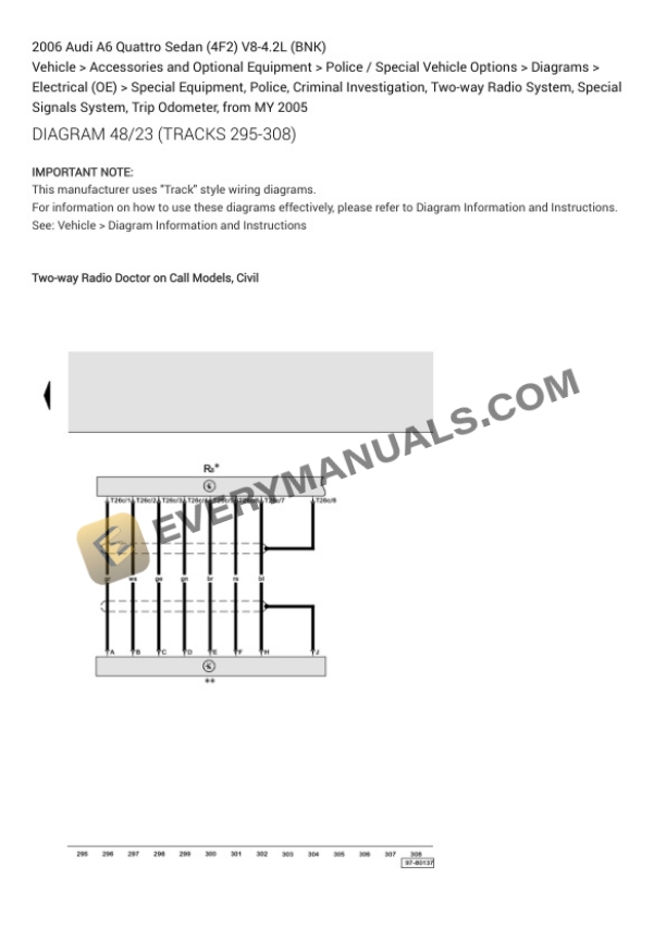 Audi A6 Quattro Sedan (4F2) 2006 Electrical Diagrams V8-4.2L (BNK) 7 Audi A6 Quattro Sedan (4F2) 2006 Electrical Diagrams V8-4.2L (BNK) - Image 5