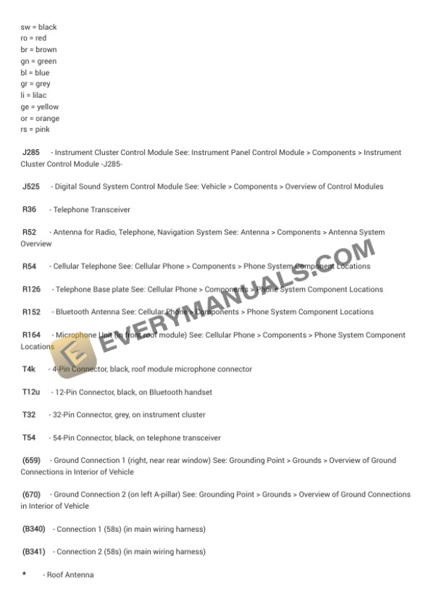 Audi A6 Quattro Sedan (4F2) 2008 Electrical Diagrams V8-4.2L (BVJ) 5 Audi A6 Quattro Sedan (4F2) 2008 Electrical Diagrams V8-4.2L (BVJ) - Image 3