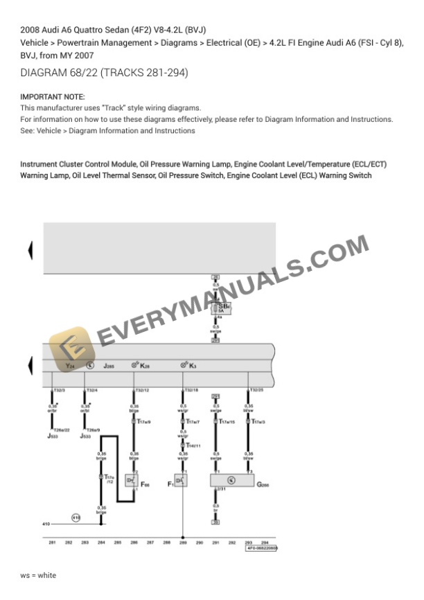 Audi A6 Quattro Sedan (4F2) 2008 Electrical Diagrams V8-4.2L (BVJ) 6 Audi A6 Quattro Sedan (4F2) 2008 Electrical Diagrams V8-4.2L (BVJ) - Image 4