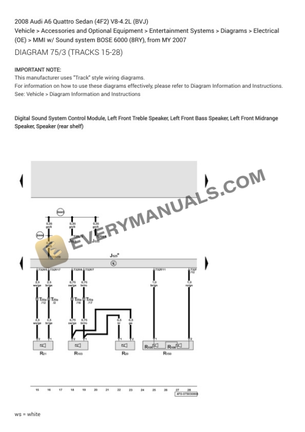 Audi A6 Quattro Sedan (4F2) 2008 Electrical Diagrams V8-4.2L (BVJ) 7 Audi A6 Quattro Sedan (4F2) 2008 Electrical Diagrams V8-4.2L (BVJ) - Image 5