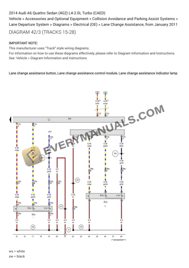 Audi A6 Quattro Sedan (4G2) 2014 Electrical Diagrams L4-2.0L Turbo (CAED) 5 Audi A6 Quattro Sedan (4G2) 2014 Electrical Diagrams L4-2.0L Turbo (CAED) - Image 3