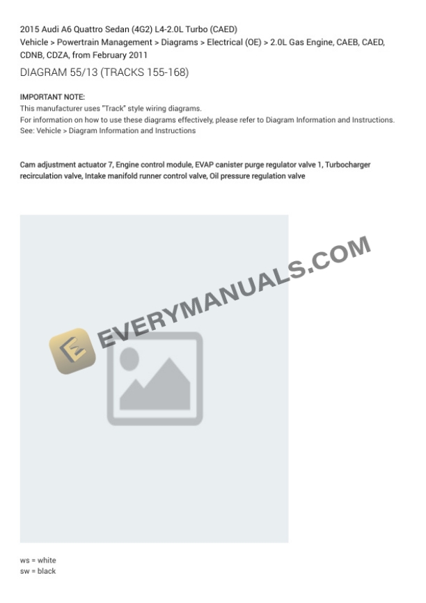 Audi A6 Quattro Sedan (4G2) 2015 Electrical Diagrams L4-2.0L Turbo (CAED) 5 Audi A6 Quattro Sedan (4G2) 2015 Electrical Diagrams L4-2.0L Turbo (CAED) - Image 3