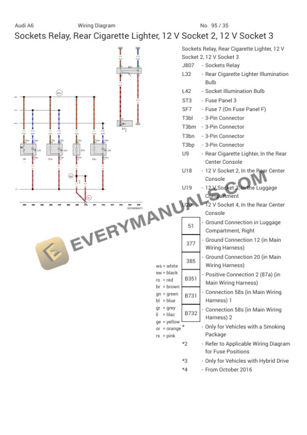 Audi A6 Quattro Sedan (4GC) 2016 Electrical Diagrams V6-3.0L DSL Turbo (CPNB) 7 Audi A6 Quattro Sedan (4GC) 2016 Electrical Diagrams V6-3.0L DSL Turbo (CPNB) - Image 5