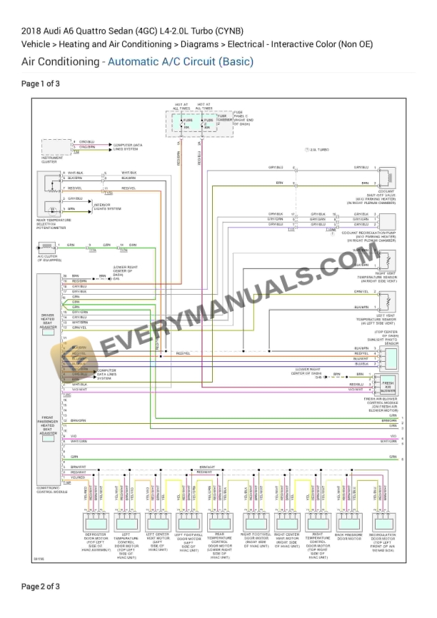 Audi A6 Quattro Sedan (4GC) 2018 Electrical Diagrams L4-2.0L Turbo (CYNB) 2 audi a6 quattro sedan 4gc 2018 electrical diagrams l4 20l turbo cynb 1