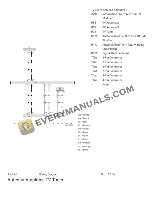 Audi A6 Quattro Sedan (4GC) 2018 Electrical Diagrams L4-2.0L Turbo (CYNB) 4 Audi A6 Quattro Sedan (4GC) 2018 Electrical Diagrams L4-2.0L Turbo (CYNB) - Image 2