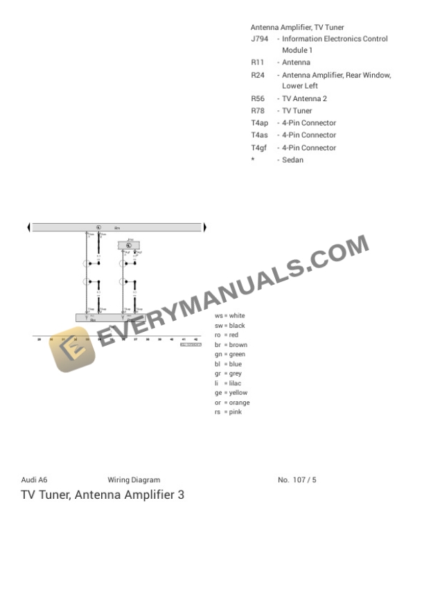 Audi A6 Quattro Sedan (4GC) 2018 Electrical Diagrams V6-3.0L SC (CREH) 4 Audi A6 Quattro Sedan (4GC) 2018 Electrical Diagrams V6-3.0L SC (CREH) - Image 2