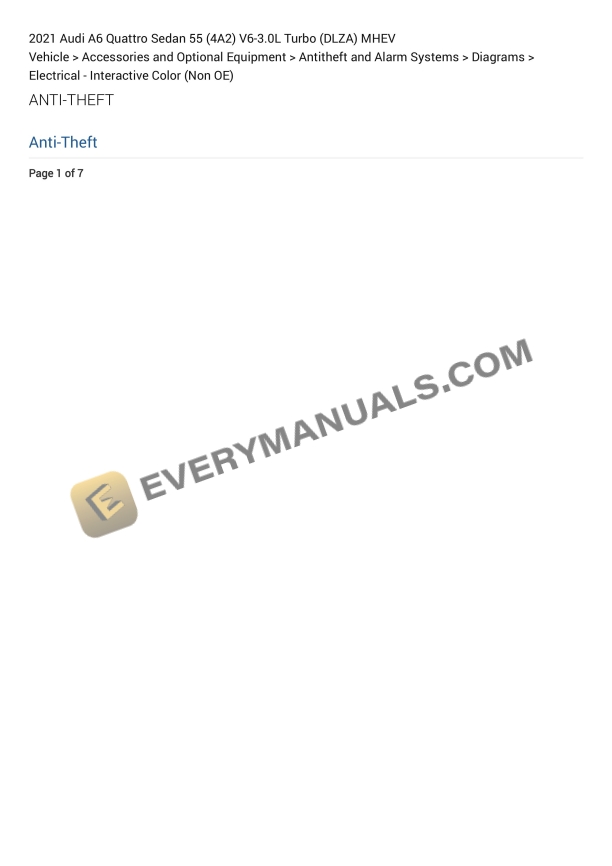 Audi A6 Quattro Sedan 55 (4A2) 2021 Electrical Diagrams V6-3.0L Turbo (DLZA) MHEV
