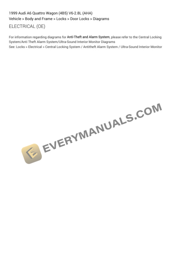 Audi A6 Quattro Wagon (4B5) 1999 Electrical Diagrams V6-2.8L (AHA) 7 Audi A6 Quattro Wagon (4B5) 1999 Electrical Diagrams V6-2.8L (AHA) - Image 5