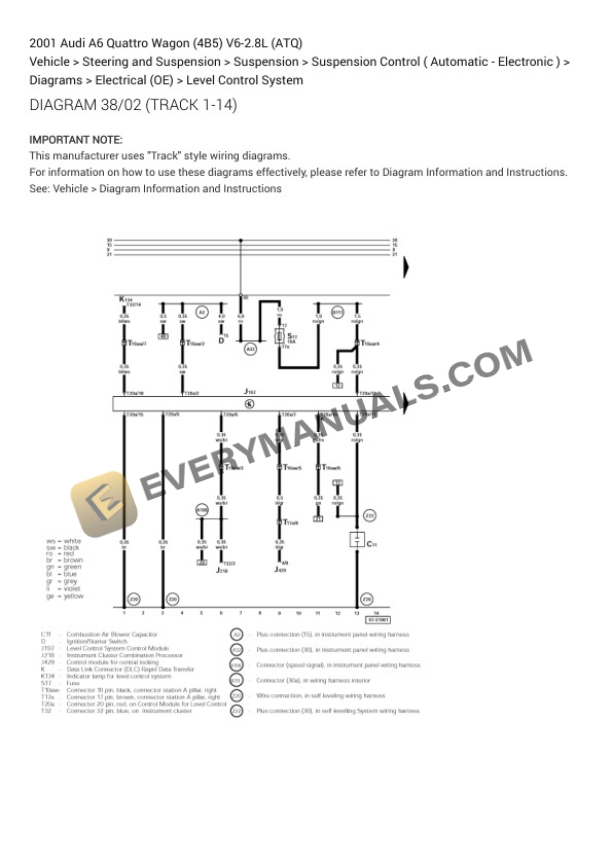 Audi A6 Quattro Wagon (4B5) 2001 Electrical Diagrams V6-2.8L (ATQ) 6 Audi A6 Quattro Wagon (4B5) 2001 Electrical Diagrams V6-2.8L (ATQ) - Image 4