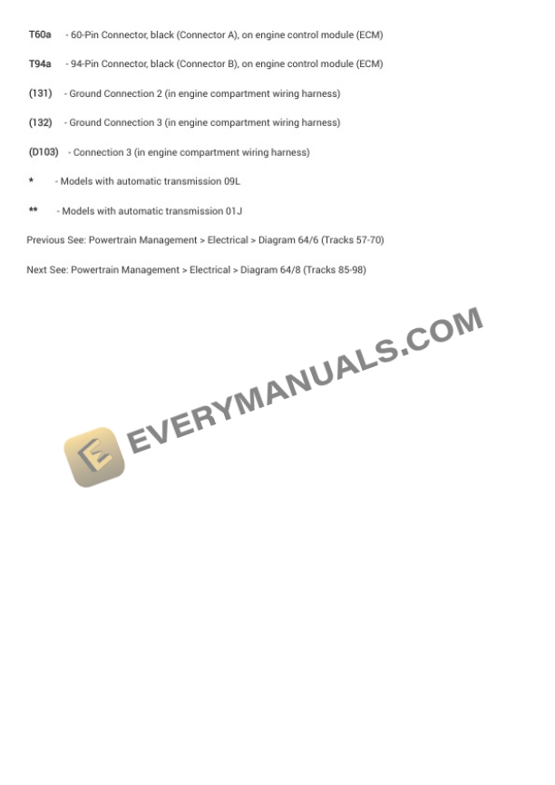 Audi A6 Quattro Wagon (4F5) 2008 Electrical Diagrams V6-3.2L (BKH) 6 Audi A6 Quattro Wagon (4F5) 2008 Electrical Diagrams V6-3.2L (BKH) - Image 4