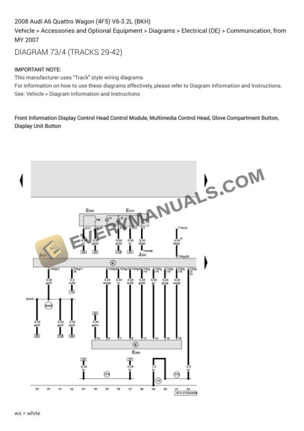 Audi A6 Quattro Wagon (4F5) 2008 Electrical Diagrams V6-3.2L (BKH) 7 Audi A6 Quattro Wagon (4F5) 2008 Electrical Diagrams V6-3.2L (BKH) - Image 5