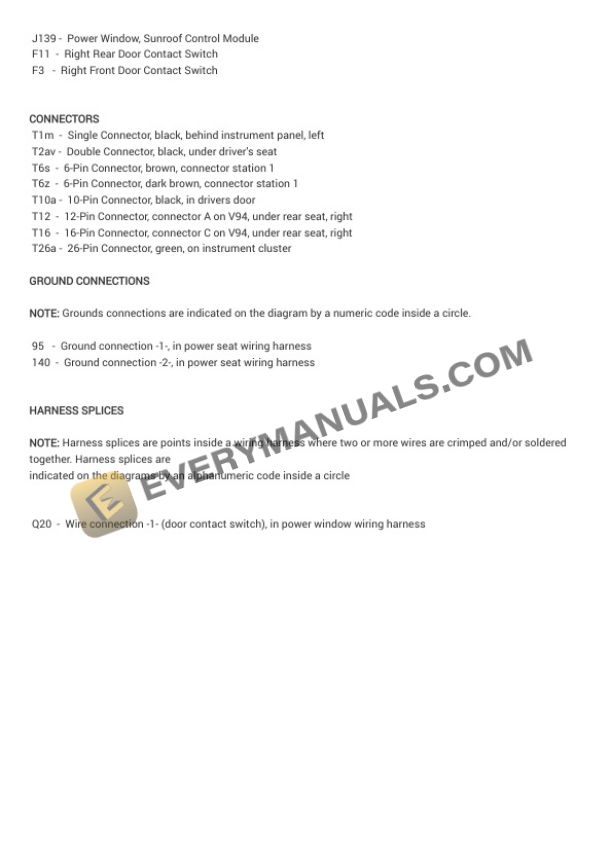 Audi A6 Sedan (4A2) 1996 Electrical Diagrams V6-2.8L (AFC) 6 Audi A6 Sedan (4A2) 1996 Electrical Diagrams V6-2.8L (AFC) - Image 4