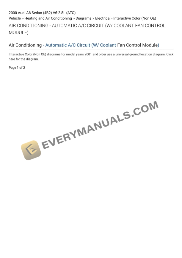 audi a6 sedan 4b2 2000 electrical diagrams v6 28l atq 1