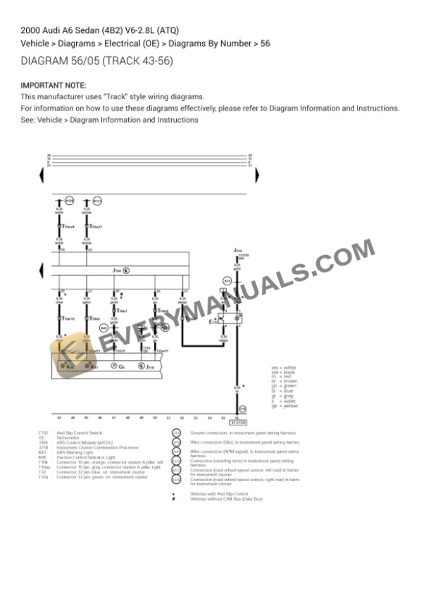 Audi A6 Sedan (4B2) 2000 Electrical Diagrams V6-2.8L (ATQ) 4 Audi A6 Sedan (4B2) 2000 Electrical Diagrams V6-2.8L (ATQ) - Image 2