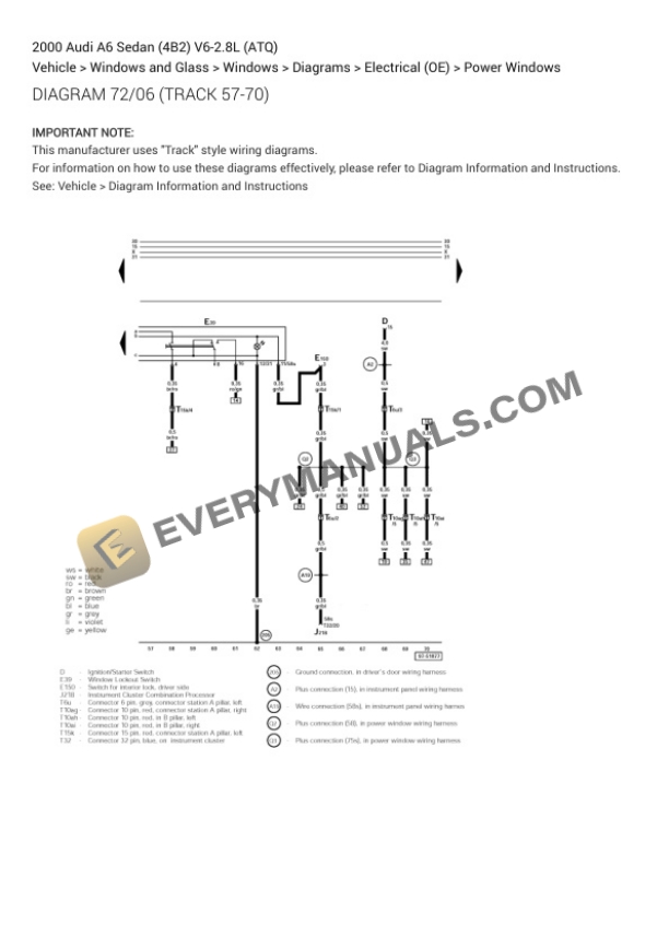 Audi A6 Sedan (4B2) 2000 Electrical Diagrams V6-2.8L (ATQ) 6 Audi A6 Sedan (4B2) 2000 Electrical Diagrams V6-2.8L (ATQ) - Image 4