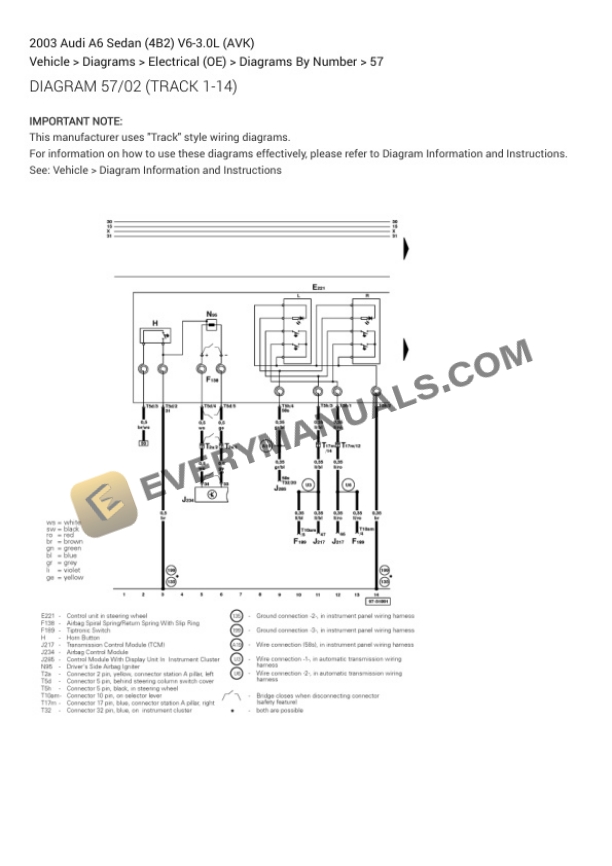 Audi A6 Sedan (4B2) 2003 Electrical Diagrams V6-3.0L (AVK) 6 Audi A6 Sedan (4B2) 2003 Electrical Diagrams V6-3.0L (AVK) - Image 4