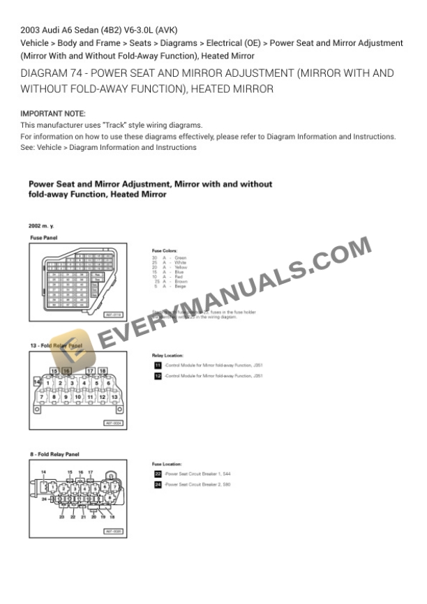 Audi A6 Sedan (4B2) 2003 Electrical Diagrams V6-3.0L (AVK) 7 Audi A6 Sedan (4B2) 2003 Electrical Diagrams V6-3.0L (AVK) - Image 5