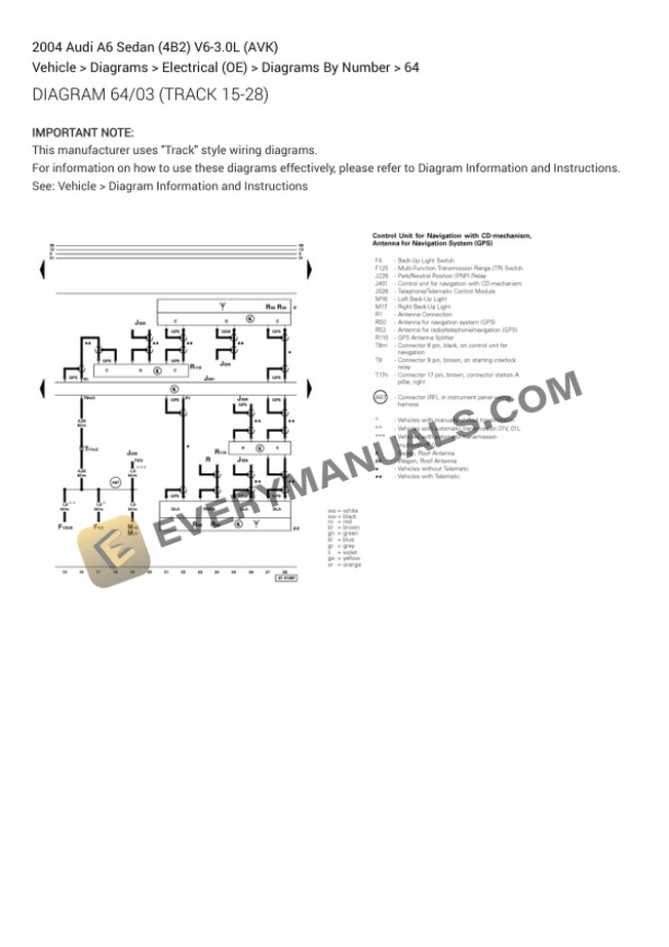Audi A6 Sedan (4B2) 2004 Electrical Diagrams V6-3.0L (AVK) 7 Audi A6 Sedan (4B2) 2004 Electrical Diagrams V6-3.0L (AVK) - Image 5