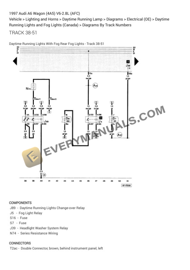 Audi A6 Wagon (4A5) 1997 Electrical Diagrams V6-2.8L (AFC) 5 Audi A6 Wagon (4A5) 1997 Electrical Diagrams V6-2.8L (AFC) - Image 3
