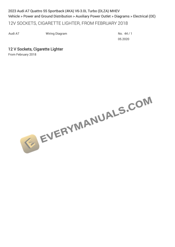 Audi A7 Quattro 55 Sportback (4KA) 2023 Electrical Diagrams V6-3.0L Turbo (DLZA) MHEV