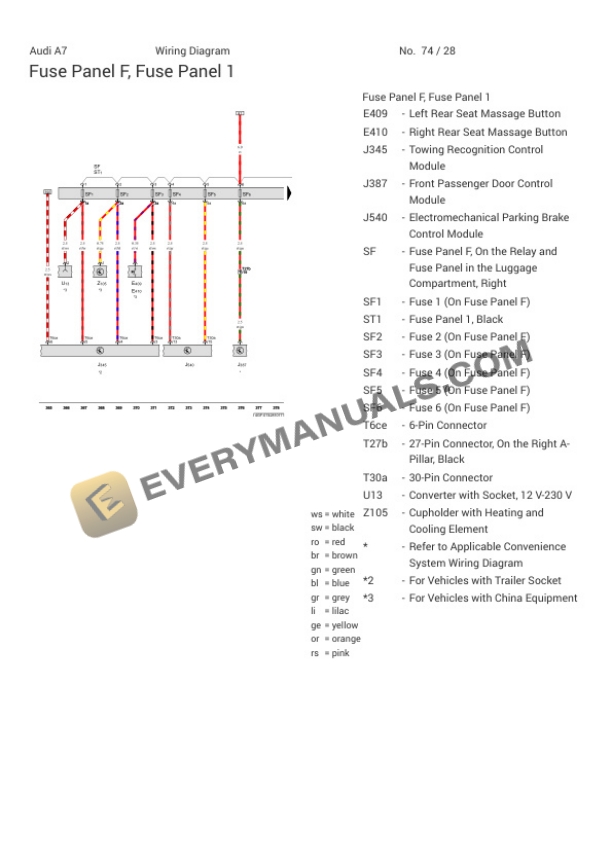 Audi A7 Quattro Sportback (4GF) 2016 Electrical Diagrams V6-3.0L SC (CREC) 4 Audi A7 Quattro Sportback (4GF) 2016 Electrical Diagrams V6-3.0L SC (CREC) - Image 2