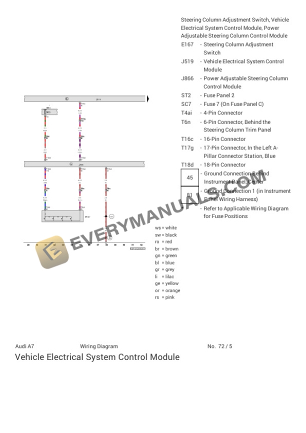 Audi A7 Quattro Sportback (4GF) 2017 Electrical Diagrams V6-3.0L SC (CREC) 7 Audi A7 Quattro Sportback (4GF) 2017 Electrical Diagrams V6-3.0L SC (CREC) - Image 5
