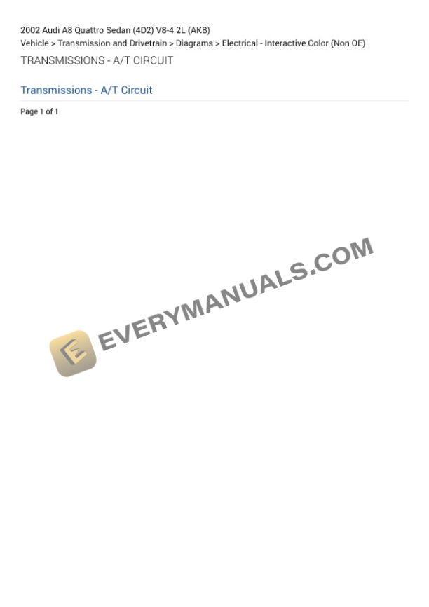 Audi A8 Quattro Sedan (4D2) 2002 Electrical Diagrams V8-4.2L (AKB) 5 Audi A8 Quattro Sedan (4D2) 2002 Electrical Diagrams V8-4.2L (AKB) - Image 3