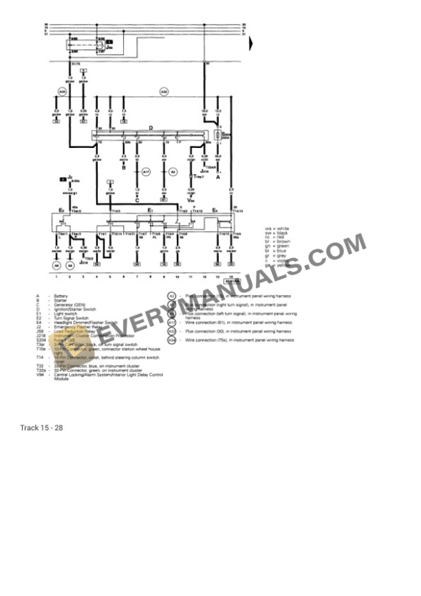 Audi A8 Quattro Sedan (4D2) 2002 Electrical Diagrams V8-4.2L (AKB) 6 Audi A8 Quattro Sedan (4D2) 2002 Electrical Diagrams V8-4.2L (AKB) - Image 4