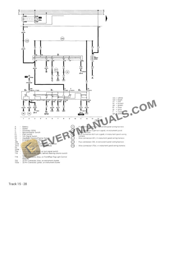Audi A8 Quattro Sedan (4D2) 2002 Electrical Diagrams V8-4.2L (AKB) 7 Audi A8 Quattro Sedan (4D2) 2002 Electrical Diagrams V8-4.2L (AKB) - Image 5