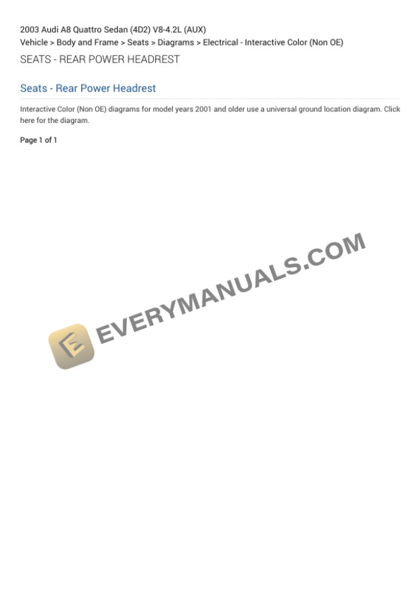 Audi A8 Quattro Sedan (4D2) 2003 Electrical Diagrams V8-4.2L (AUX) 6 Audi A8 Quattro Sedan (4D2) 2003 Electrical Diagrams V8-4.2L (AUX) - Image 4
