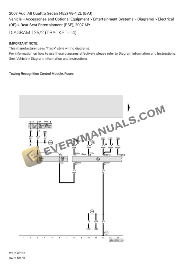 Audi A8 Quattro Sedan (4E2) 2007 Electrical Diagrams V8-4.2L (BVJ) 7 Audi A8 Quattro Sedan (4E2) 2007 Electrical Diagrams V8-4.2L (BVJ) - Image 5