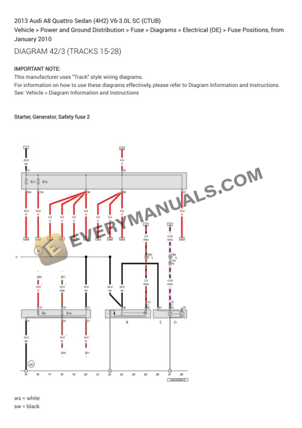 Audi A8 Quattro Sedan (4H2) 2013 Electrical Diagrams V6-3.0L SC (CTUB) 5 Audi A8 Quattro Sedan (4H2) 2013 Electrical Diagrams V6-3.0L SC (CTUB) - Image 3