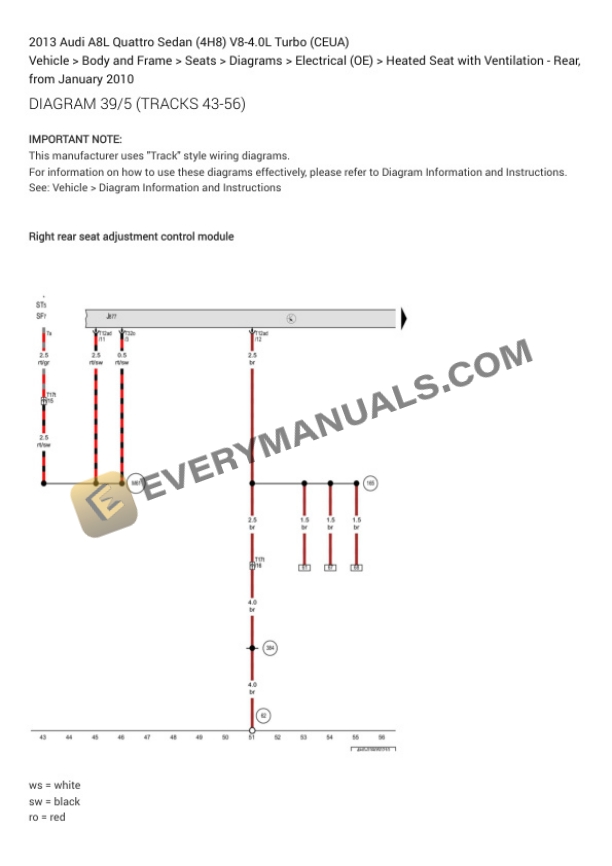 Audi A8 Quattro Sedan (4H2) 2013 Electrical Diagrams V8-4.0L Turbo (CEUA) 4 Audi A8 Quattro Sedan (4H2) 2013 Electrical Diagrams V8-4.0L Turbo (CEUA) - Image 2