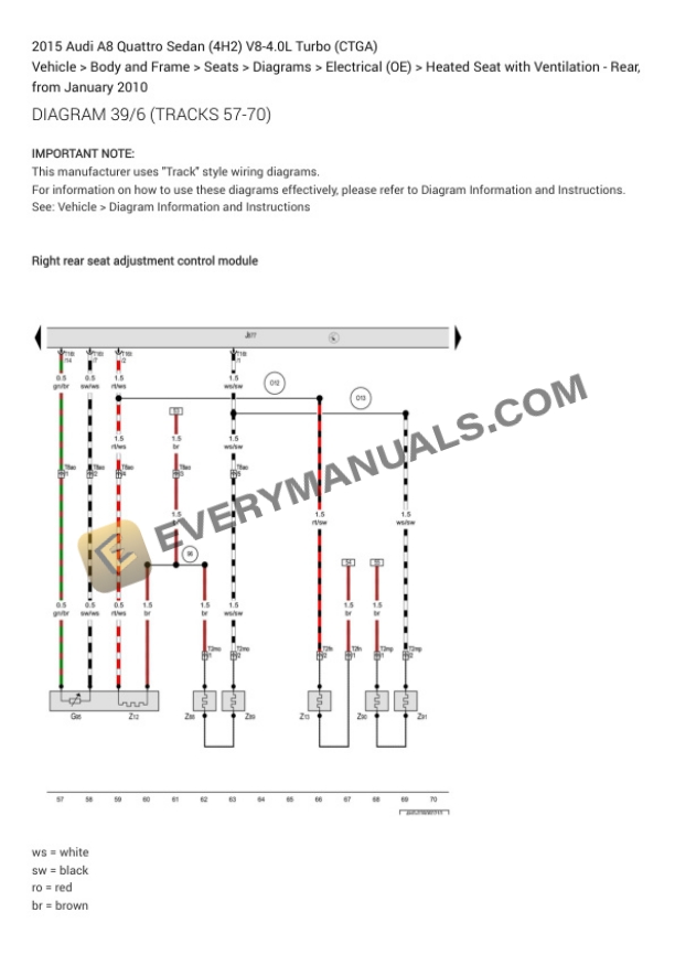 Audi A8 Quattro Sedan (4H2) 2015 Electrical Diagrams V8-4.0L Turbo (CTGA) 4 Audi A8 Quattro Sedan (4H2) 2015 Electrical Diagrams V8-4.0L Turbo (CTGA) - Image 2