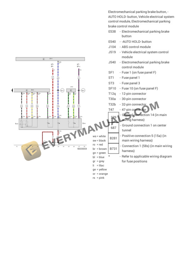 Audi A8 Quattro Sedan (4HC) (CANADA) 2017 Electrical Diagrams V8-4.0L Turbo (CTGF) 7 Audi A8 Quattro Sedan (4HC) (CANADA) 2017 Electrical Diagrams V8-4.0L Turbo (CTGF) - Image 5