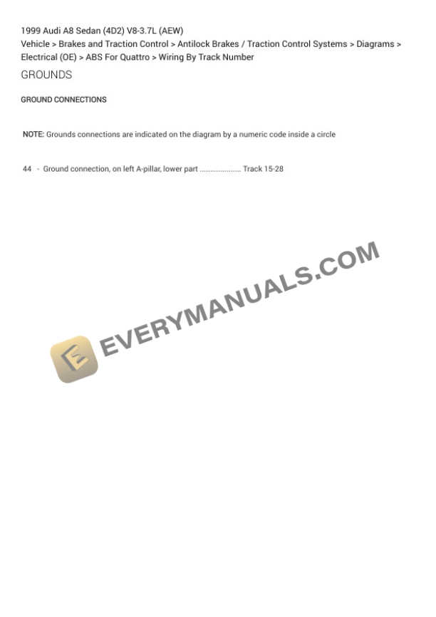 Audi A8 Sedan (4D2) 1999 Electrical Diagrams V8-3.7L (AEW) 7 Audi A8 Sedan (4D2) 1999 Electrical Diagrams V8-3.7L (AEW) - Image 5