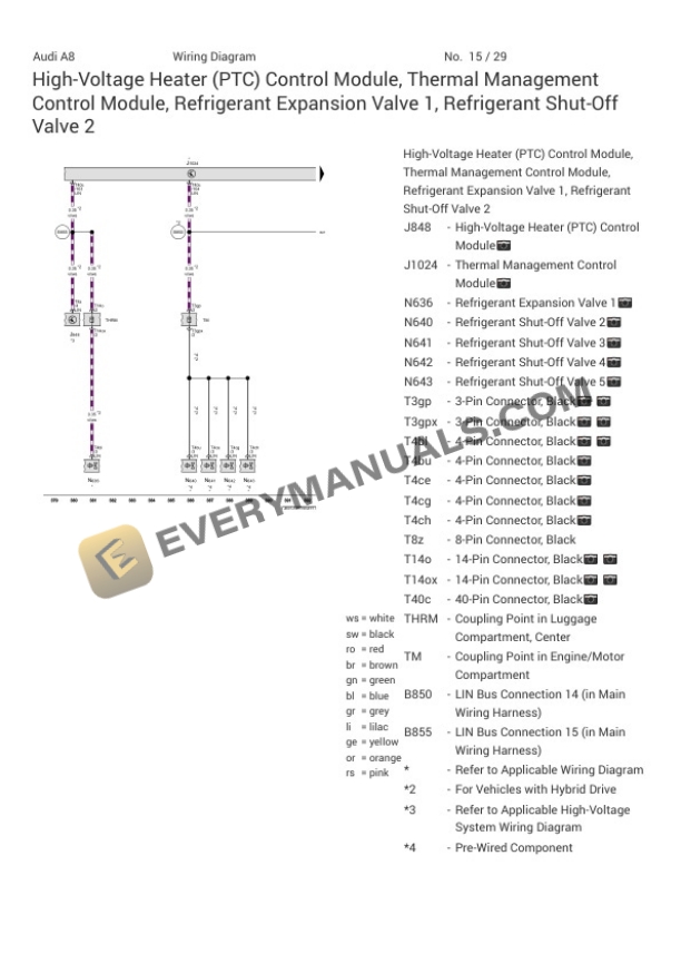 Audi A8L Quattro e60 Sedan (4N8) 2021 Electrical Diagrams V6-3.0L Turbo (CZSE) Plugin Hybrid 7 Audi A8L Quattro e60 Sedan (4N8) 2021 Electrical Diagrams V6-3.0L Turbo (CZSE) Plugin Hybrid - Image 5