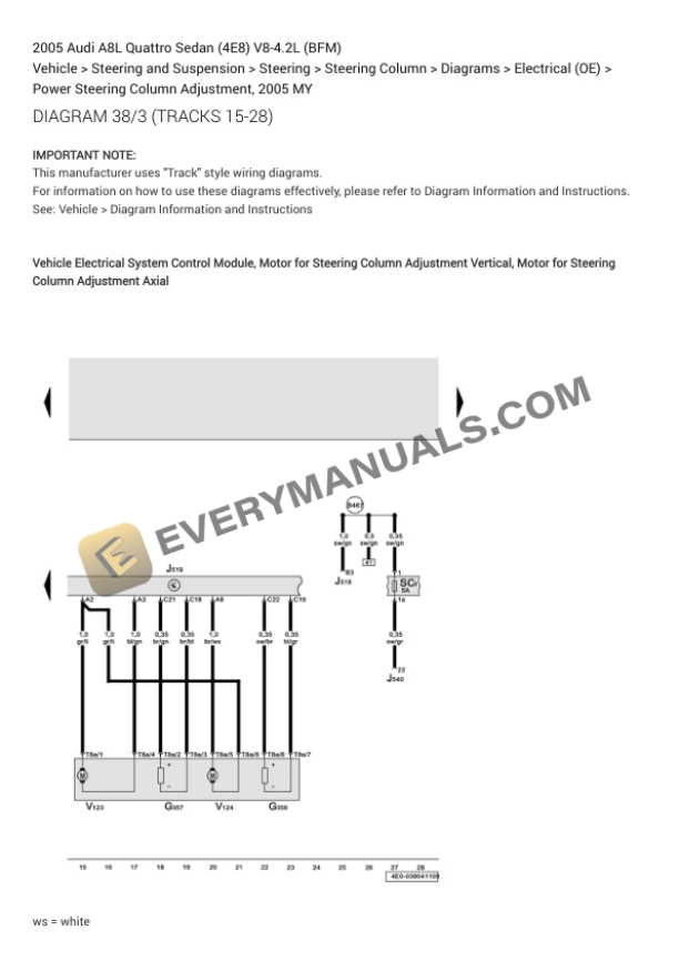 Audi A8L Quattro Sedan (4E8) 2005 Electrical Diagrams V8-4.2L (BFM) 5 Audi A8L Quattro Sedan (4E8) 2005 Electrical Diagrams V8-4.2L (BFM) - Image 3